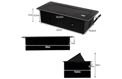 Vestavná výklopná zásuvka 3× 220 V – čierna