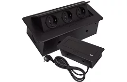 Vestavná výklopná zásuvka 3× 220 V – čierna