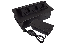 Vestavná výklopná zásuvka 3× 220 V – čierna