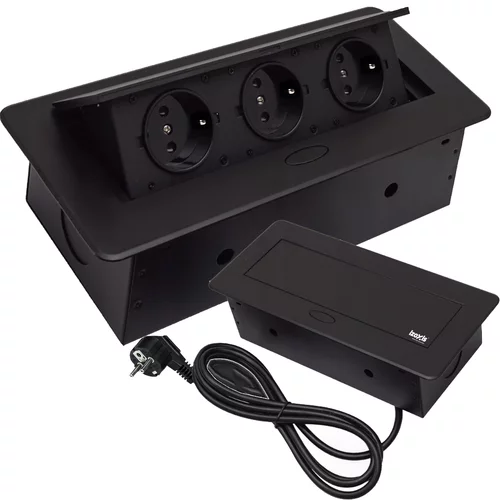 Vestavná výklopná zásuvka 3× 220 V – čierna