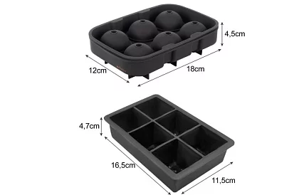 2 silikónové formy na ľad - gule a kocky XXL