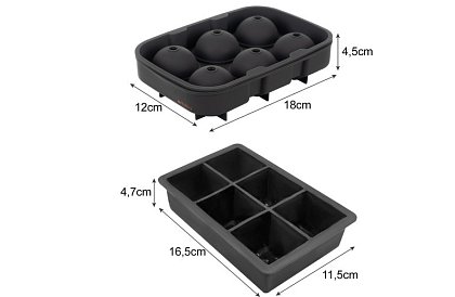 2 silikónové formy na ľad - gule a kocky XXL