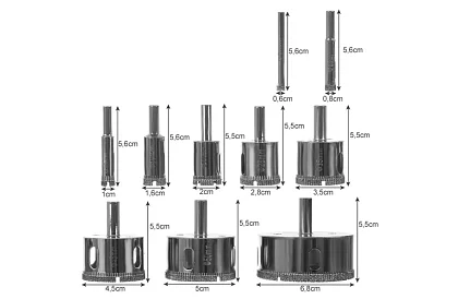 Diamantové vyvŕtavače - sada 10 veľkostí