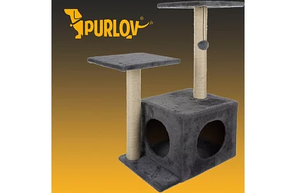 Šedé škrabadlo pre mačky - 71 x 44 x 34 cm