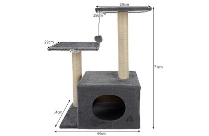 Šedé škrabadlo pre mačky - 71 x 44 x 34 cm