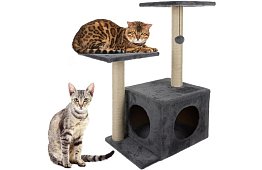 Šedé škrabadlo pre mačky - 71 x 44 x 34 cm