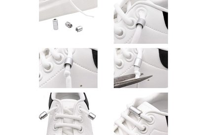 Elastické šnúrky do topánok - bez zaväzovania - biele