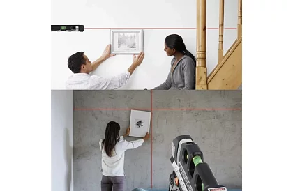 Laserová vodováha s navíjacou metrom – 250 cm