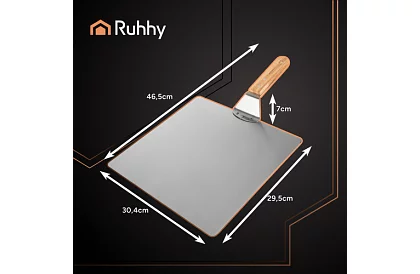 Nerezová lopata na pizzu s drevenou rukoväťou