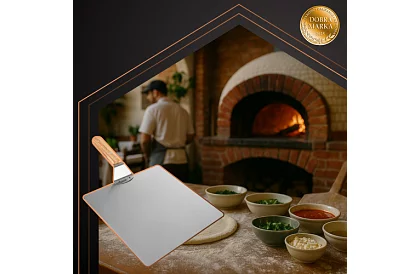 Nerezová lopata na pizzu s drevenou rukoväťou