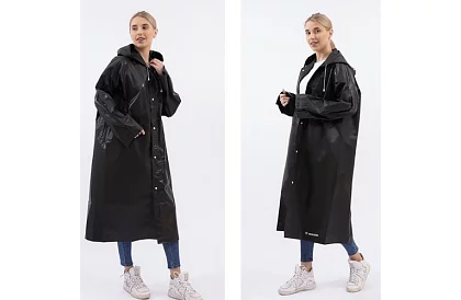 Silná čierna oversize pláštenka