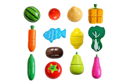 Drevená hračka – krájanie zeleniny s príslušenstvom - 34 dielov