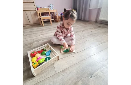 Drevená hračka – krájanie zeleniny s príslušenstvom - 34 dielov