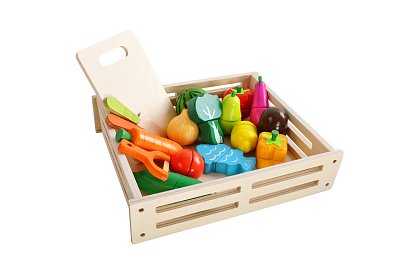 Drevená hračka – krájanie zeleniny s príslušenstvom - 34 dielov