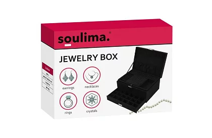 Elegantná semišová šperkovnica - čierna