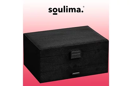 Elegantná semišová šperkovnica - čierna