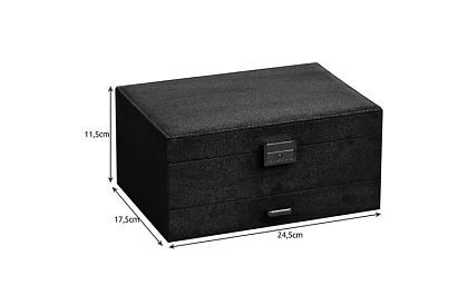 Elegantná semišová šperkovnica - čierna