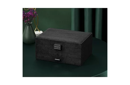 Elegantná semišová šperkovnica - čierna