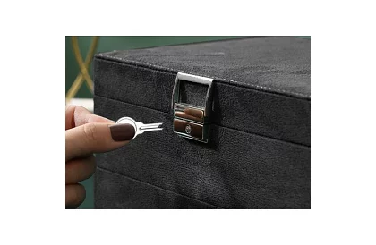 Elegantná semišová šperkovnica - čierna