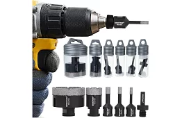 Diamantové dierové vyrezávače M14 6–68 mm - sada 7 dielov + adaptér