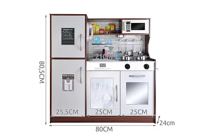 Drevená detská kuchyňa XL s príslušenstvom - hnedá