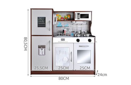 Drevená detská kuchyňa XL s príslušenstvom - hnedá