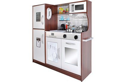 Drevená detská kuchyňa XL s príslušenstvom - hnedá