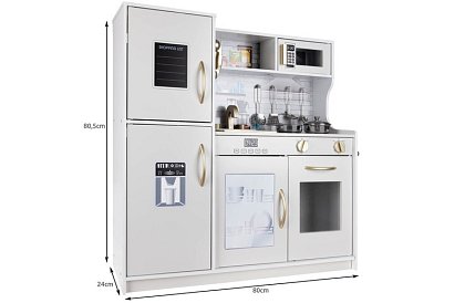 Drevená detská kuchyňa XL s príslušenstvom – biela