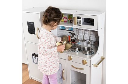 Drevená detská kuchyňa XL s príslušenstvom – biela