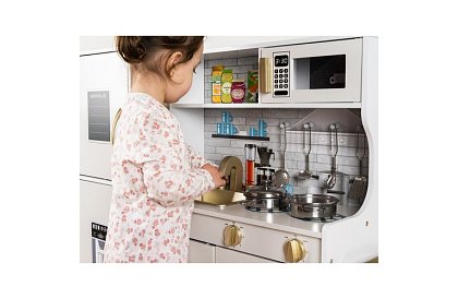 Drevená detská kuchyňa XL s príslušenstvom – biela