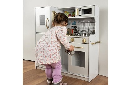 Drevená detská kuchyňa XL s príslušenstvom – biela