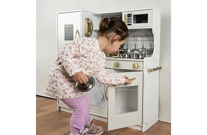 Drevená detská kuchyňa XL s príslušenstvom – biela
