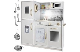 Drevená detská kuchyňa XL s príslušenstvom – biela
