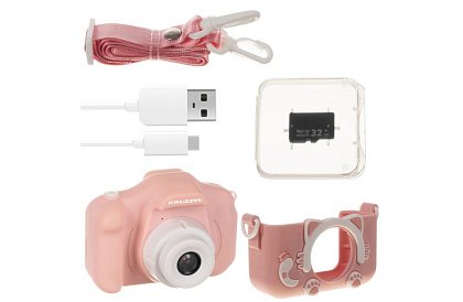 Digitálny fotoaparát pre deti s 32GB kartou - ružový