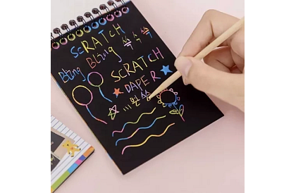 Vyškrabovací zošit s dreveným stylusom - scratch note
