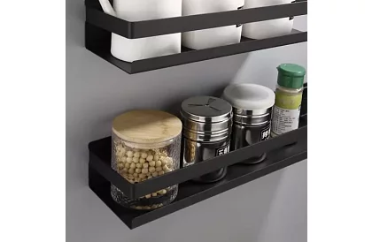 Kúpeľňová polička - čierna - 50 cm