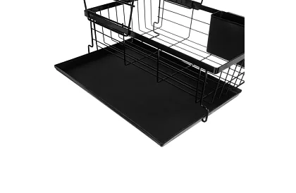 Odkvapkávač na riad - čierny - dvojposchodový