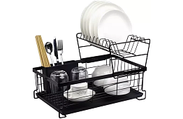 Odkvapkávač na riad - čierny - dvojposchodový