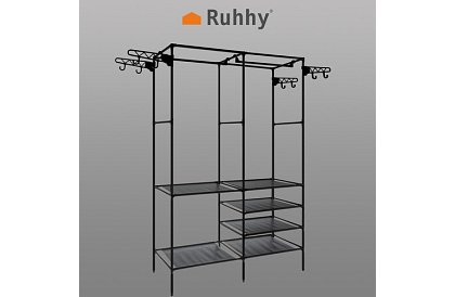 Dvojitý stojan na odevy XXL - 173 x 36 x 108 cm
