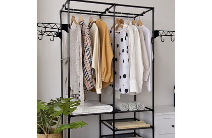 Dvojitý stojan na odevy XXL - 173 x 36 x 108 cm