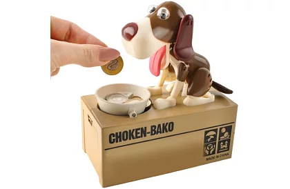 Pokladnička na mince – Hladný pes - hnedý