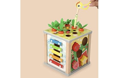 Drevená zmyslová a vzdelávacia kocka