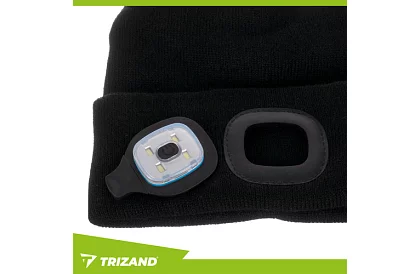 Dvouvrstvová zimná čiapka s LED svietidlom - čierna