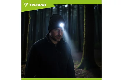 Dvouvrstvová zimná čiapka s LED svietidlom - čierna