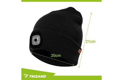 Dvouvrstvová zimná čiapka s LED svietidlom - čierna