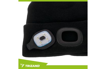 Dvouvrstvová zimná čiapka s LED svietidlom - čierna