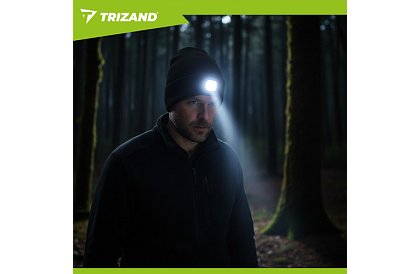 Dvouvrstvová zimná čiapka s LED svietidlom - čierna