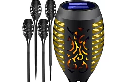 Záhradné lampy – Solárne pochodne s efektom plápolajúceho ohňa - 4 kusy