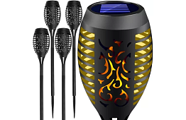 Záhradné lampy – Solárne pochodne s efektom plápolajúceho ohňa - 4 kusy