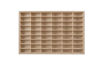 Drevená polička - organizér na autíčka - 54 priehradiek